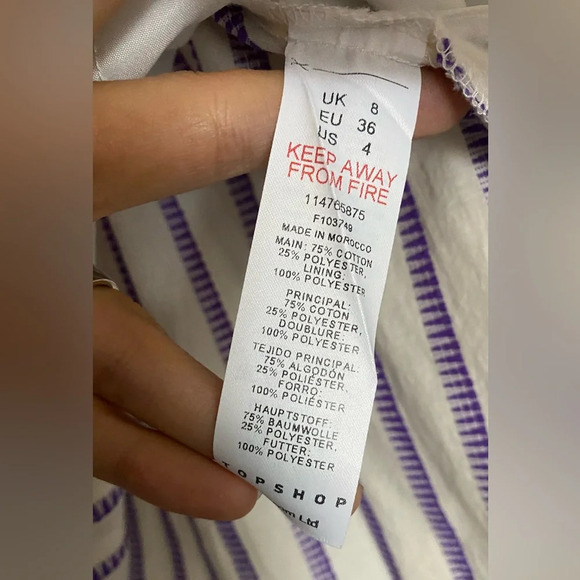 NWT TOPSHOP Stripe Bow Tie Long Sleeve Romper Purple White Size 4 - Picture 10 of 13